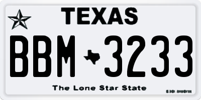 TX license plate BBM3233