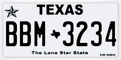 TX license plate BBM3234
