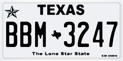 TX license plate BBM3247