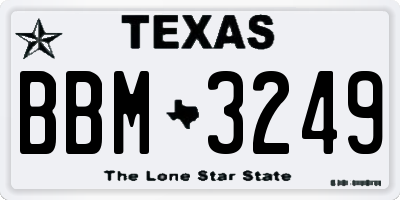 TX license plate BBM3249