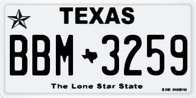 TX license plate BBM3259