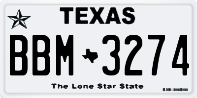 TX license plate BBM3274