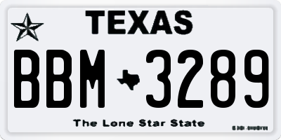 TX license plate BBM3289
