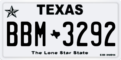 TX license plate BBM3292