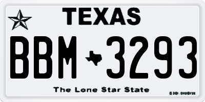 TX license plate BBM3293
