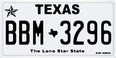 TX license plate BBM3296