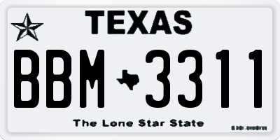 TX license plate BBM3311