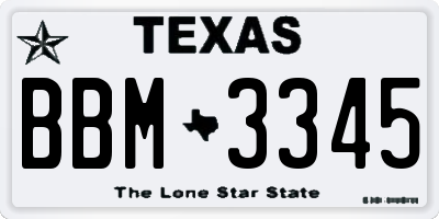 TX license plate BBM3345
