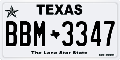 TX license plate BBM3347