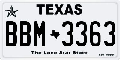 TX license plate BBM3363