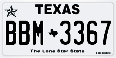 TX license plate BBM3367