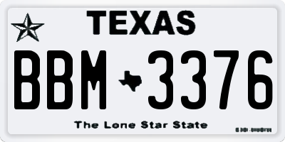 TX license plate BBM3376