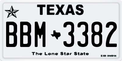 TX license plate BBM3382
