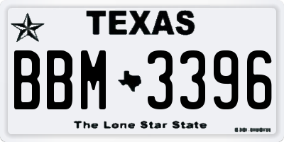 TX license plate BBM3396