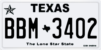 TX license plate BBM3402