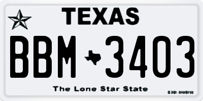 TX license plate BBM3403