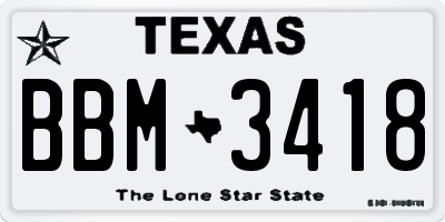 TX license plate BBM3418