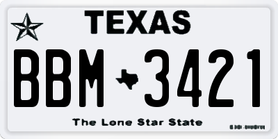 TX license plate BBM3421