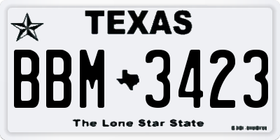 TX license plate BBM3423