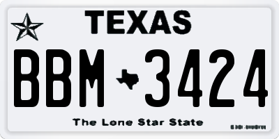 TX license plate BBM3424