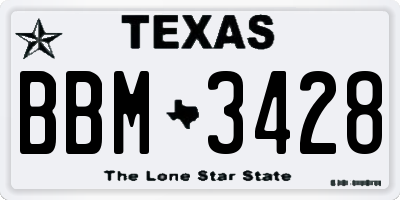 TX license plate BBM3428