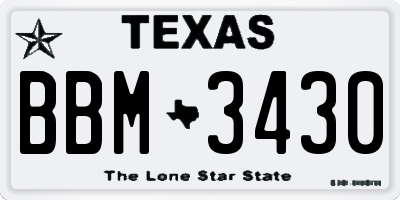 TX license plate BBM3430