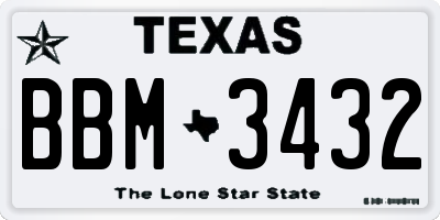 TX license plate BBM3432