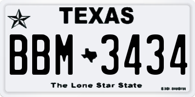 TX license plate BBM3434