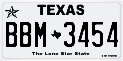 TX license plate BBM3454