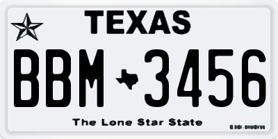 TX license plate BBM3456