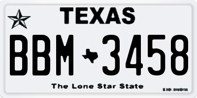 TX license plate BBM3458