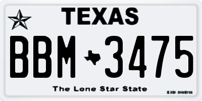 TX license plate BBM3475