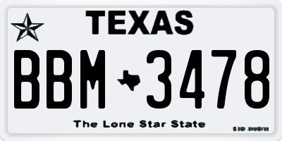 TX license plate BBM3478