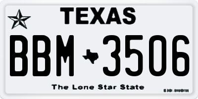 TX license plate BBM3506