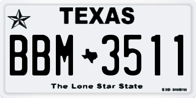 TX license plate BBM3511