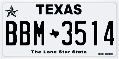 TX license plate BBM3514