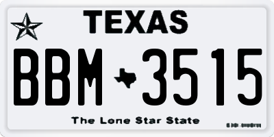 TX license plate BBM3515