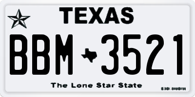 TX license plate BBM3521