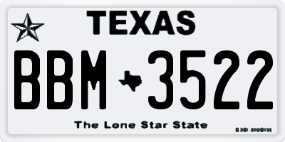 TX license plate BBM3522