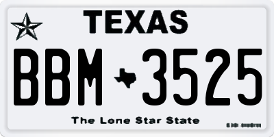 TX license plate BBM3525