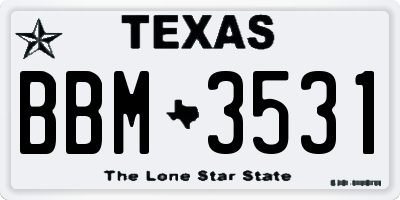 TX license plate BBM3531