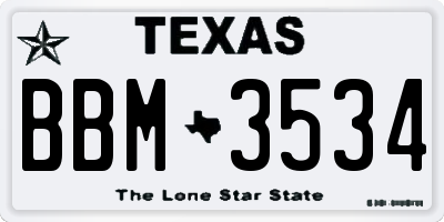 TX license plate BBM3534