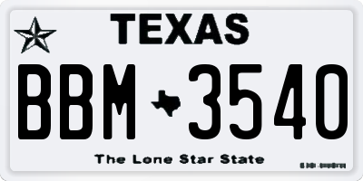 TX license plate BBM3540