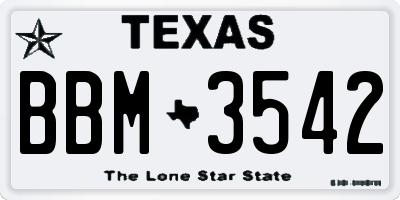 TX license plate BBM3542