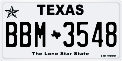 TX license plate BBM3548