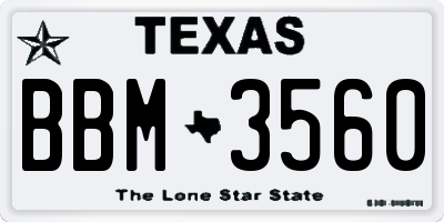 TX license plate BBM3560