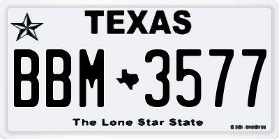 TX license plate BBM3577