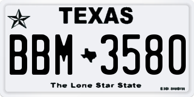 TX license plate BBM3580