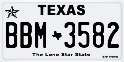 TX license plate BBM3582