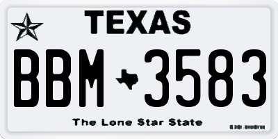 TX license plate BBM3583